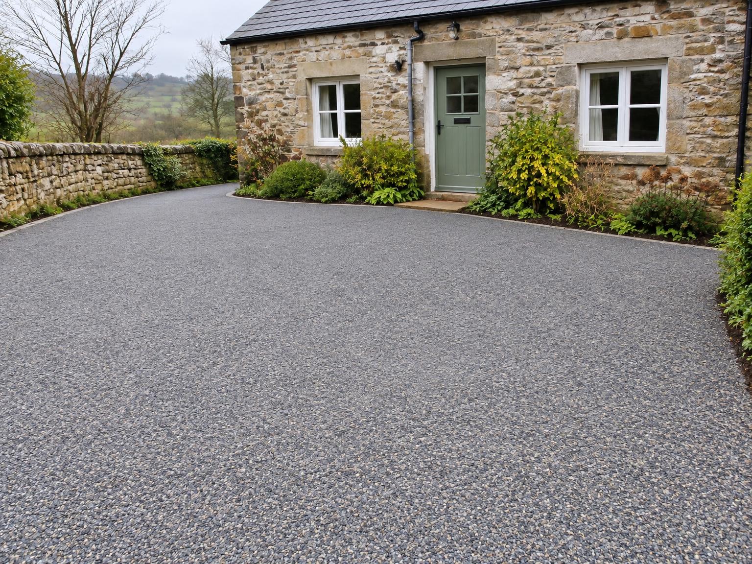Same driveway after a new tar and chip surface